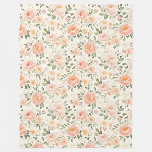 Couverture Polaire Pretty Peach Flowers   (Devant)
