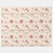 Couverture Polaire Pretty Pink Cream Roses Floral (Devant (Horizontal))