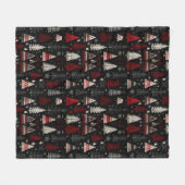 Couverture Polaire Pretty Red, Black White Christmas Trees (Devant (Horizontal))