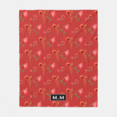 Couverture Polaire Pretty Red Poppies Pattern Monogram (Devant)