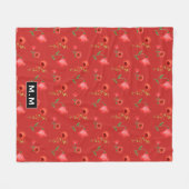 Couverture Polaire Pretty Red Poppies Pattern Monogram (Devant (Horizontal))