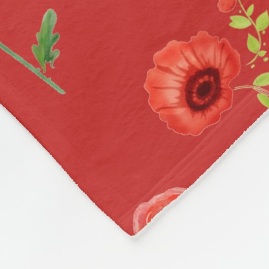 Couverture Polaire Pretty Red Poppies Pattern Monogram (Coin)