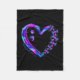 Couverture Polaire Prevention awareness teal purple heart dragonfly 