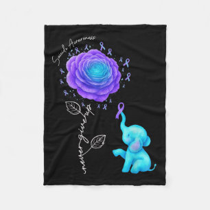 Couverture Polaire Prévention du suicide Ruban Éléphant Fleur Violet