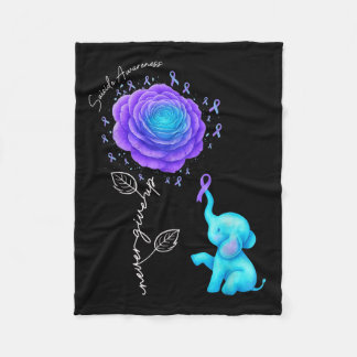 Couverture Polaire Prévention du suicide Ruban Éléphant Fleur Violet