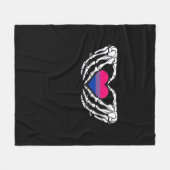 Couverture Polaire Pride Bisexuelle Squelette Halloween Bi Goth Coeur (Devant (Horizontal))