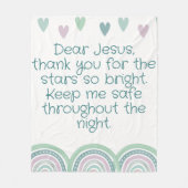 Couverture Polaire Prière chrétienne pour enfants Vert & Rose | (Devant)