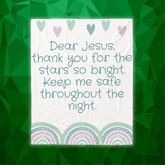 Couverture Polaire Prière chrétienne pour enfants Vert & Rose |