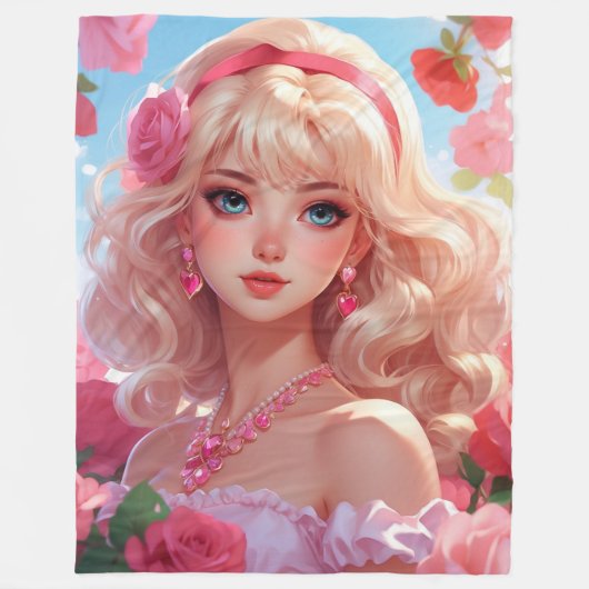 Couverture Polaire princesse des fleurs (Devant)