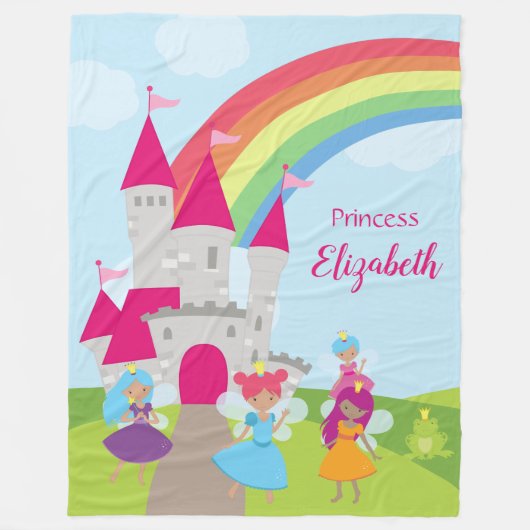 Couverture Polaire Princesse Fairy Little Girl avec arc en ciel et ch (Devant)