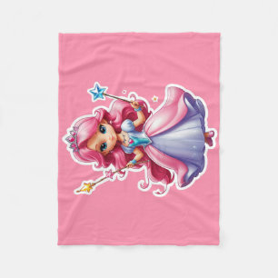 Couverture Polaire Princesse Rose Avec Baguette Magique Et Tiara