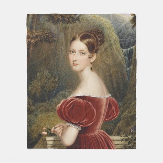 Couverture Polaire Princesse Victoria en robe bleue (Devant)