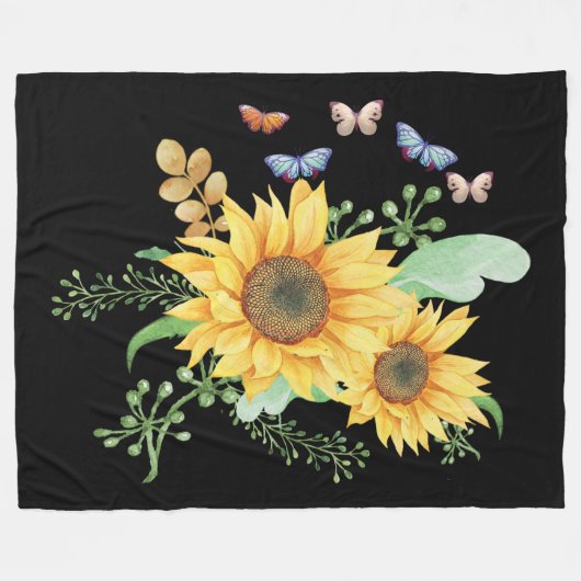 Couverture Polaire printemps de tournesol (Devant (Horizontal))
