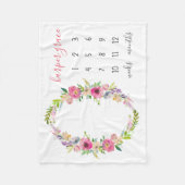 Couverture Polaire Printemps Jardin Nom bébé Mois Jalon Photo (Devant)