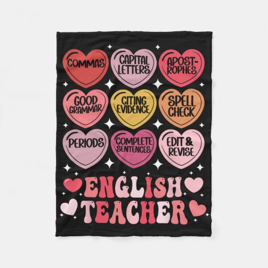 Couverture Polaire Professeur d'anglais Saint-Valentin Grammaire Prof (Devant)