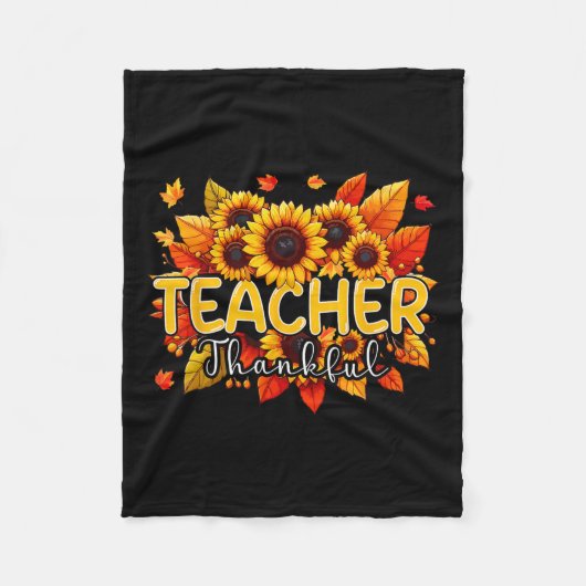Couverture Polaire Professeur Thanksgiving Sunflowers Fall Prou (Devant)