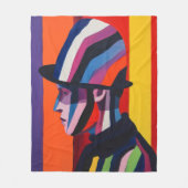 Couverture Polaire Profil abstrait avec chapeau melon (Devant)