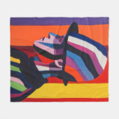 Couverture Polaire Profil abstrait avec chapeau melon (Devant (Horizontal))