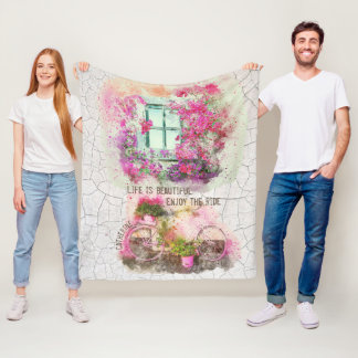 Couverture Polaire Profitez De La Promenade | Vélo Aquarelle Avec Fle