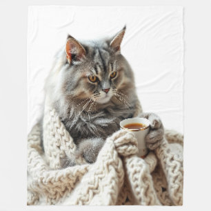 Couverture Polaire Profitez du thé d'hiver de chat