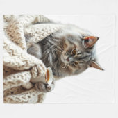 Couverture Polaire Profitez du thé d'hiver de chat (Devant (Horizontal))