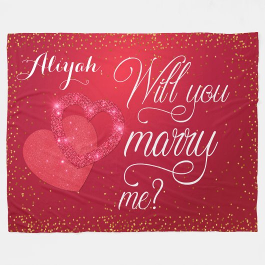 Couverture Polaire Proposition de mariage des Coeurs rouges (Devant (Horizontal))