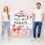 Couverture Polaire Proposition de marriage | You Marry Me ? Custom<br><div class="desc">Pop the question in a unique and intimate way with our beautiful personalized proposal design Objets de design a beautiful hearts, chambottle and glass with watercolor splash and personalized names. Want this design on a product différent ? Click on "VIEW ALL PRODUCTS" on the upper left of this description and...</div>