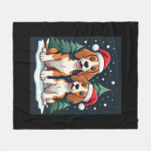 Couverture Polaire Propriétaire de chien de Noël beagle Pajama de Noë (Devant (Horizontal))