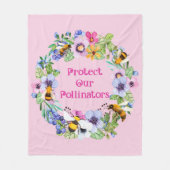 Couverture Polaire Protéger nos pollinisateurs Fleurs d'abeilles (Devant)