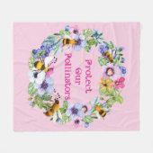 Couverture Polaire Protéger nos pollinisateurs Fleurs d'abeilles (Devant (Horizontal))