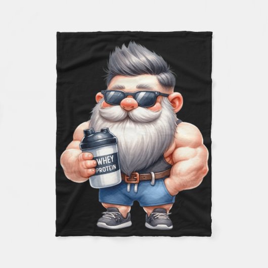 Couverture Polaire Protéine de Whey Gnome Papa Funny Bodybuilder Grap (Devant)