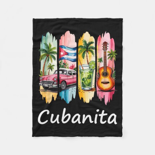 Couverture Polaire Proud Cubanita Cuban Flag Guitar Mojito Car Design (Devant)