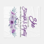 Couverture Polaire Proverbes 31:25 Force et Dignité Fleur pourpre (Devant (Horizontal))