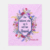 Couverture Polaire Proverbes chrétiens 31:28|Bible Verse Rose floral (Devant)