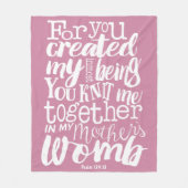 Couverture Polaire Psaume 139:13 Car vous avez créé mon être intime (Devant)