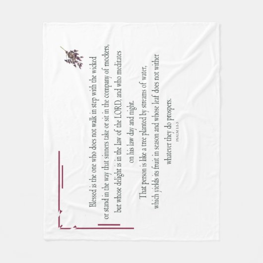 Couverture Polaire Psaume 1 Écriture Art Chemin des justes (Devant)