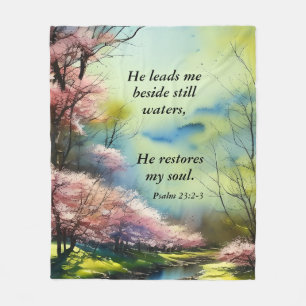 Couverture Polaire Psaume 23:2-3 Il restaure mon âme Bible Verse