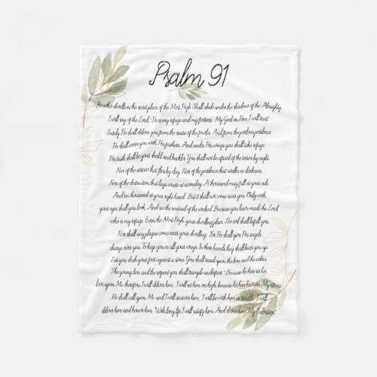 Couverture Polaire Psaume 91 Bible Art Soft Green Feuille Christian (Devant)