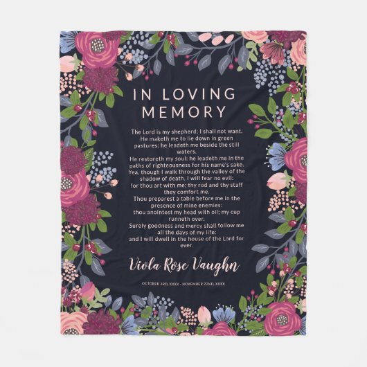 Couverture Polaire Psaume De Fleur Bourgogne En Mémoire Amoureuse (Devant)