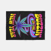 Couverture Polaire Psychedelic Weed Buzzing In New Year 2026 Funny  (Devant (Horizontal))