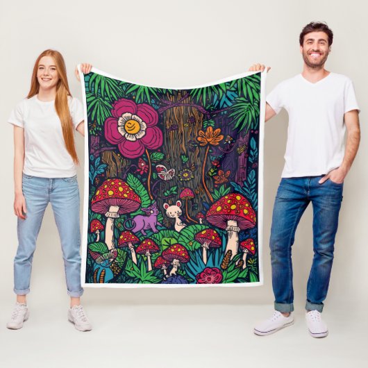 Couverture Polaire Psychedelic woodland fleece blanket (En situation)
