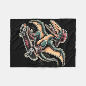 Couverture Polaire Ptérodactyle dinosaure de skateboard radical dessi (Devant (Horizontal))