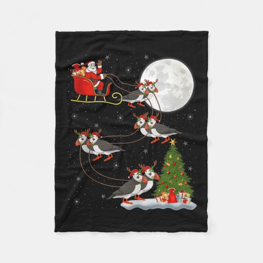 Couverture Polaire Puffins Bird Santa Sleigh Flying Funny Magical Chr (Devant)
