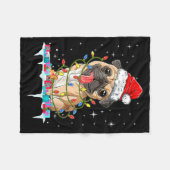 Couverture Polaire Pug Christmas Tree Lights Santa Dog Xmas  (Devant (Horizontal))
