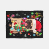 Couverture Polaire Pug Christmas Tree Lights Santa Dog Xmas Boys Pugm (Devant (Horizontal))