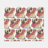 Couverture Polaire Pug dans beignet (Devant (Horizontal))