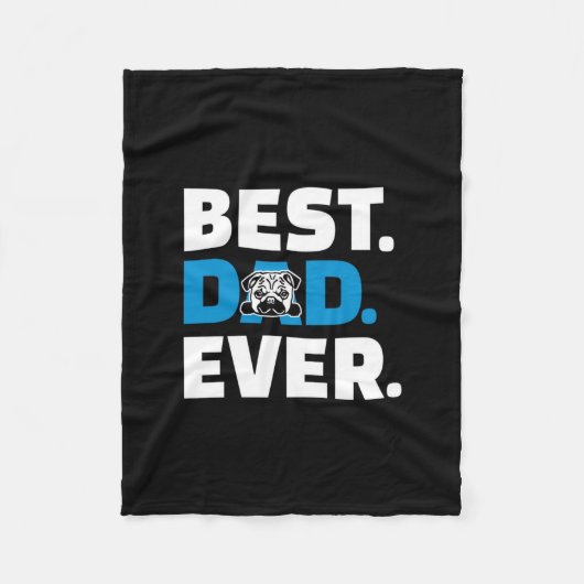 Couverture Polaire Pug Dog Meilleur papa Ever (Devant)
