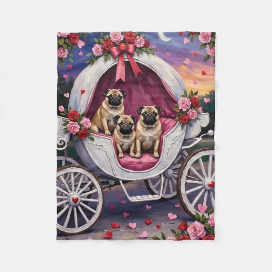 Couverture Polaire Pug Dog Valentine's Day (Devant)