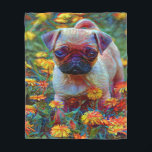 Couverture Polaire Pug in Flowers_ Blanket<br><div class="desc">Wall Art Decor: Good idea for home interior walls decor such as living room,  bedroom,  kitchen,  bathroom,  guest room,  office and others,  also be good gift ideas for your friends. Wall art paintings use high quality waterproof sunfast Blanket material</div>