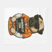Couverture Polaire Pug incroyablement cool � Création drôle de chien (Devant (Horizontal))
